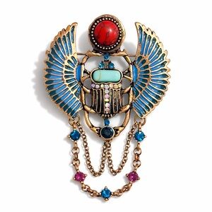 ⚜️ Western Vintage Blue Enamel Scarab Pendant-Brooch